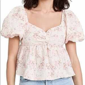 English Factory, Textured Floral Top, Size XS, Pink/Crème perfect condition